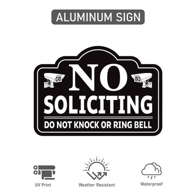 No Soliciting Yard Sign for House with 16" Stake, Rust-Free Aluminum Front Door Warning Sign, UV Protected Outdoor Privacy Lawn Sign