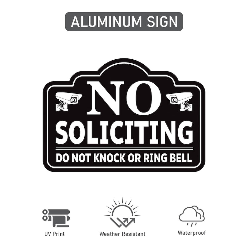 2 Pack No Soliciting Yard Sign for House with 16" Stake, Rust-Free Aluminum Front Door Warning Sign, UV Protected Outdoor Privacy Lawn Sign