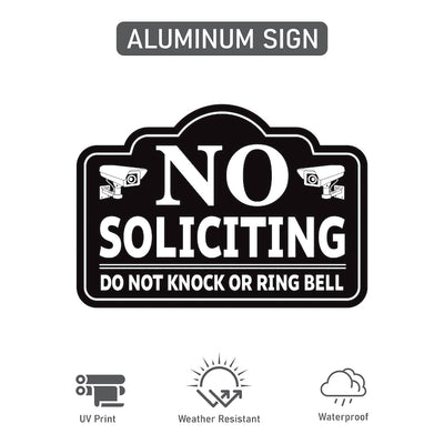 2 Pack No Soliciting Yard Sign for House with 16" Stake, Rust-Free Aluminum Front Door Warning Sign, UV Protected Outdoor Privacy Lawn Sign
