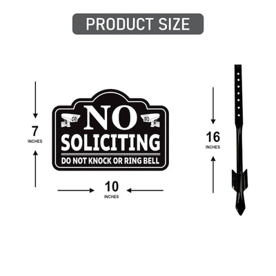 2 Pack No Soliciting Yard Sign for House with 16" Stake, Rust-Free Aluminum Front Door Warning Sign, UV Protected Outdoor Privacy Lawn Sign