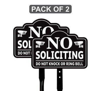 2 Pack No Soliciting Yard Sign for House with 16" Stake, Rust-Free Aluminum Front Door Warning Sign, UV Protected Outdoor Privacy Lawn Sign