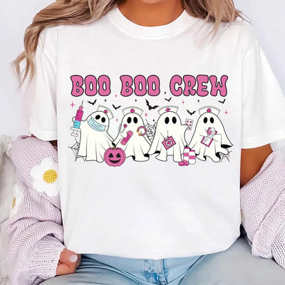 Boo Boo Crew Nurse Short Sleeve Shirt, Halloween Nurse Stethoscope Short Sleeve Shirt, Spooky Season Tee