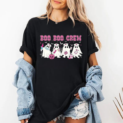 Boo Boo Crew Nurse Short Sleeve Shirt, Halloween Nurse Stethoscope Short Sleeve Shirt, Spooky Season Tee