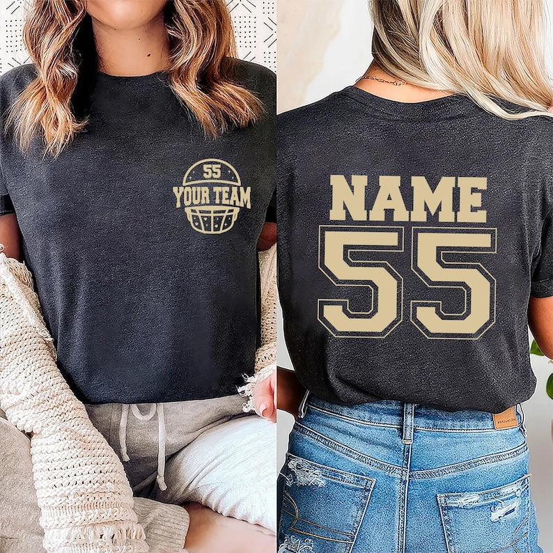 Custom Football Short Sleeve Shirt, Your Number Football Short Sleeve Shirt, Game Day Tee, Matching Family Football