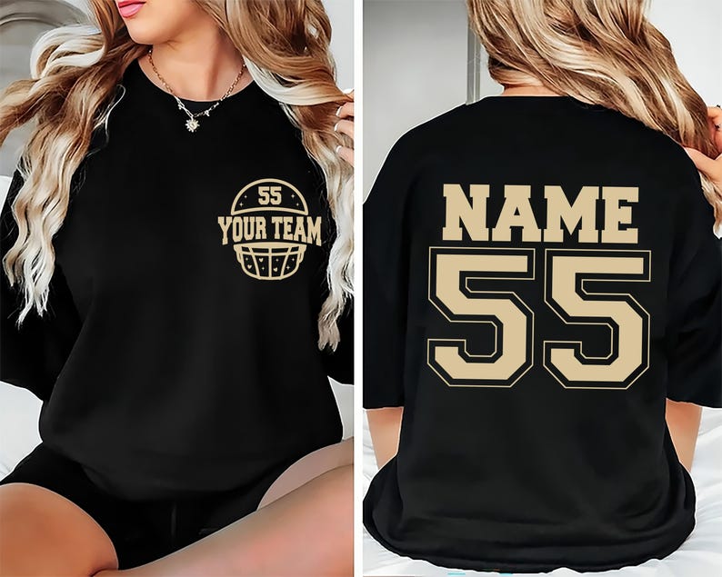 Custom Football Short Sleeve Shirt, Your Number Football Short Sleeve Shirt, Game Day Tee, Matching Family Football