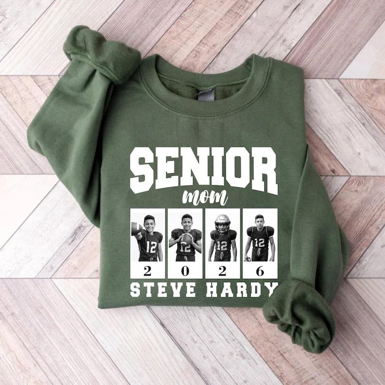 Custom Senior Football Mama Sweatshirt, Custom Photo Mom SweatShirt, Senior Night Mom SweatShirt