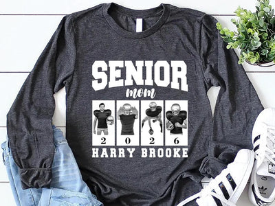 Custom Senior Football Mama Long Sleeve Shirt, Custom Photo Mom Long Sleeve Shirt, Senior Night Mom Long Sleeve Shirt