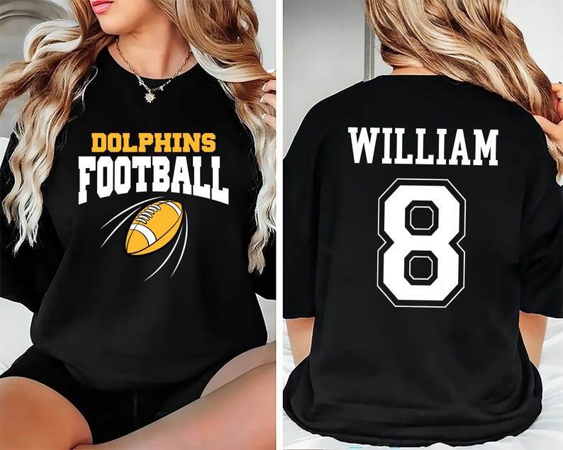 Custom Football Team Name & Number Short Sleeve Shirt, Football Mom Short Sleeve Shirt, Football Team, Game Day Tee