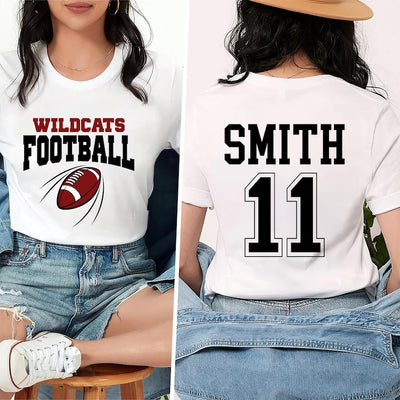 Custom Football Team Name & Number Short Sleeve Shirt, Football Mom Short Sleeve Shirt, Football Team, Game Day Tee