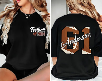 Personalized Football Mom Short Sleeve Shirt, Football Mom Short Sleeve Shirt With Kids Name & Number, Custom Football Mom Tee