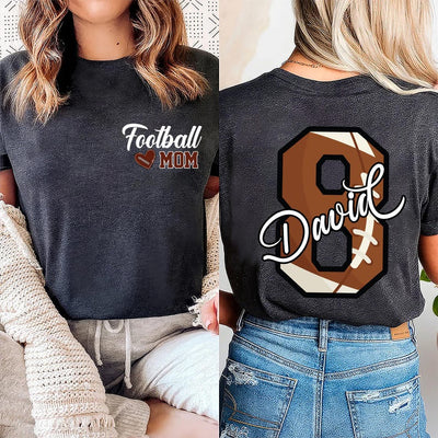 Personalized Football Mom Short Sleeve Shirt, Football Mom Short Sleeve Shirt With Kids Name & Number, Custom Football Mom Tee