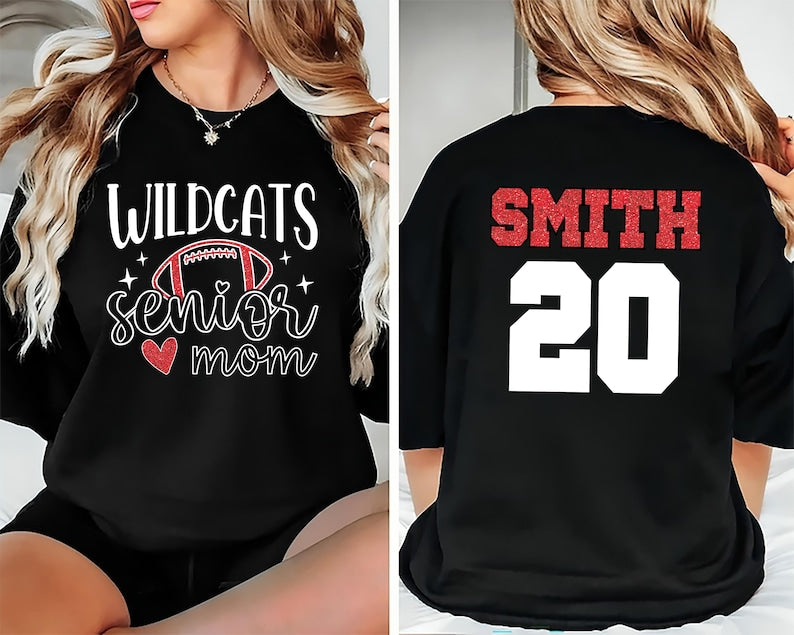 Football Short Sleeve Shirt, Senior Football Mom T-Shirt, Football Shirts Tee, Custom Football Mom Short Sleeve Shirt