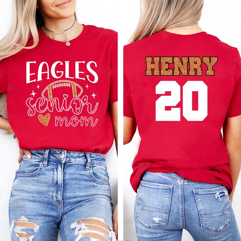 Football Short Sleeve Shirt, Senior Football Mom T-Shirt, Football Shirts Tee, Custom Football Mom Short Sleeve Shirt
