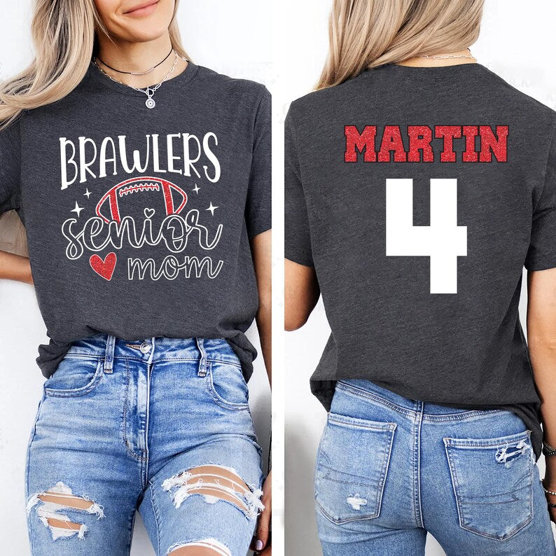 Football Short Sleeve Shirt, Senior Football Mom T-Shirt, Football Shirts Tee, Custom Football Mom Short Sleeve Shirt