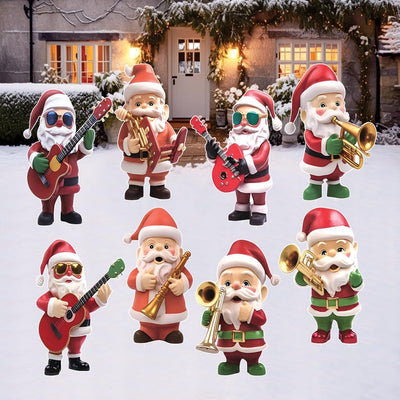 Santa Claus Christmas Yard Signs, Musical Outdoor Lawn Decorations with Stakes, Waterproof Holiday Garden Patio Pathway Xmas Décor