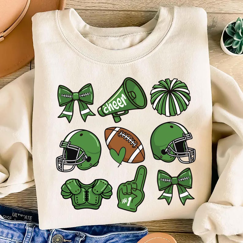 Custom Football Bow School Spirit Sweatshirt, Football Mom SweatShirt, Football Grandparent SweatShirt