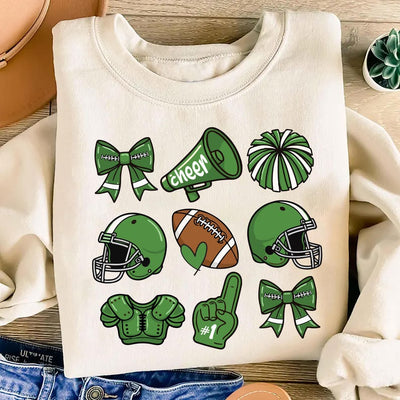 Custom Football Bow School Spirit Sweatshirt, Football Mom SweatShirt, Football Grandparent SweatShirt