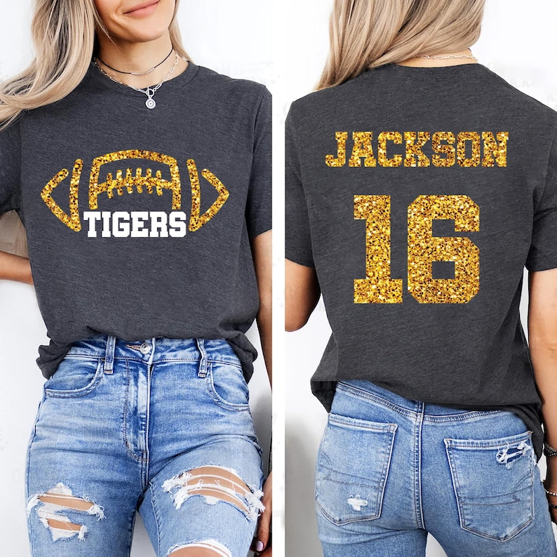 Custom Football Mascot Short Sleeve Shirt, Personalized Team Spirit Tee, Football Mom Short Sleeve Shirt, Customized Game Day Short Sleeve Shirt
