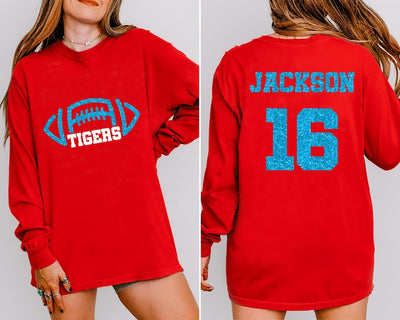 Custom Football Mascot Long Sleeve Shirt, Personalized Team Spirit Long Sleeve Shirt, Football Mom Long Sleeve Shirt