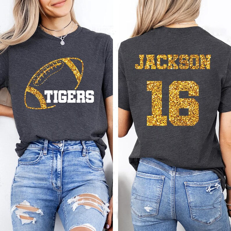 Custom Football Mascot Short Sleeve Shirt, Personalized Team Spirit Tee, Football Mom Short Sleeve Shirt, Customized Game Day Short Sleeve Shirt