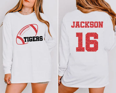 Custom Football Mascot Long Sleeve Shirt, Personalized Team Spirit Long Sleeve Shirt, Football Mom Long Sleeve Shirt