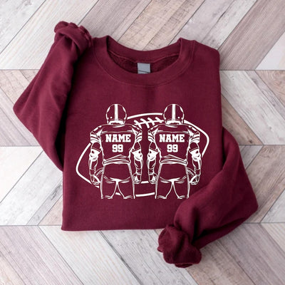 Two Football Players Sweatshirt, Personalized Team Name Football SweatShirt