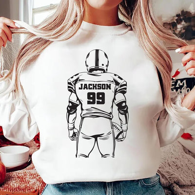 Football Player Silhouette Sweatshirt, Custom Name and Number SweatShirt, Personalized Sports SweatShirt