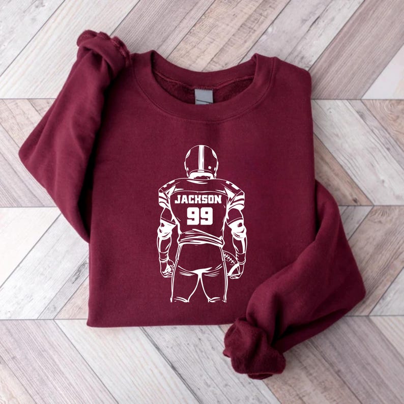 Football Player Silhouette Sweatshirt, Custom Name and Number SweatShirt, Personalized Sports SweatShirt