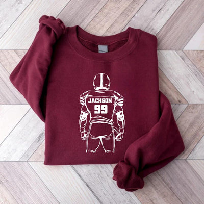 Football Player Silhouette Sweatshirt, Custom Name and Number SweatShirt, Personalized Sports SweatShirt