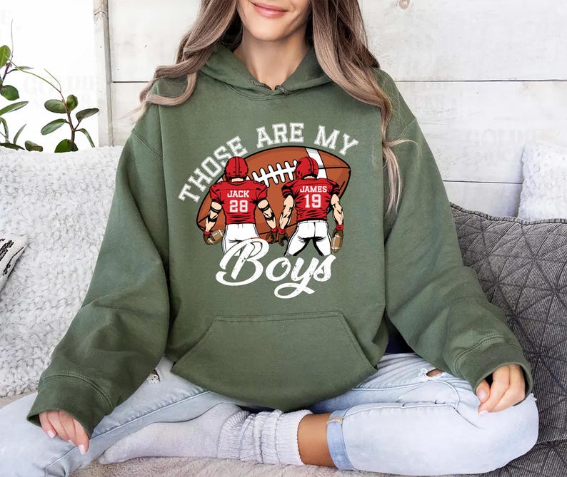 Custom Football Mom Hoodie, Football Jersey Number Hoodie, Football Game Day Hoodie, Football Name Hoodie