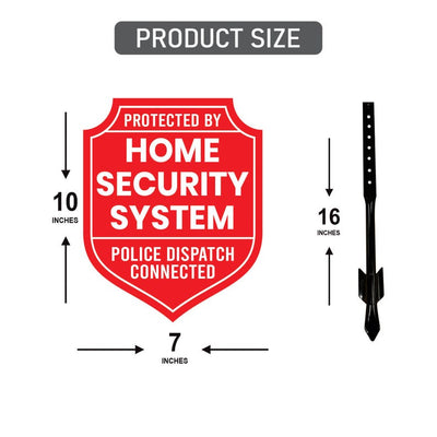 3 Pack Protected by Home Security System Yard Sign with 16" Stake, Shield Shape Rust-Free Aluminum Warning Sign, UV Protected Alarm Sign
