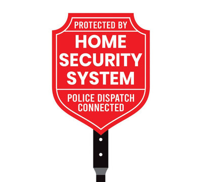 Protected by Home Security System Yard Sign with 16" Stake, Shield Shape Rust-Free Aluminum Warning Sign, UV Protected Outdoor Alarm Sign