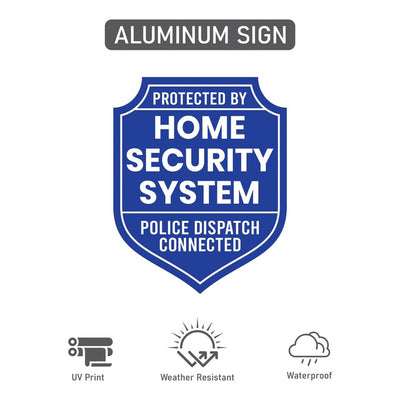 Protected by Home Security System Yard Sign with 16" Stake, Shield Shape Rust-Free Aluminum Warning Sign, UV Protected Outdoor Alarm Sign