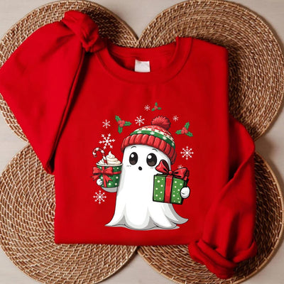 Ghost Santa Christmas Sweatshirt, Holiday Christmas Ghost SweatShirt, Cute Xmas Spirit SweatShirt