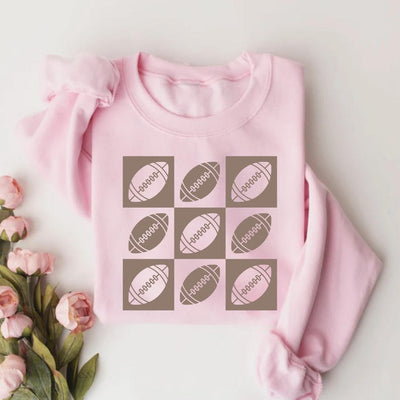 Checkered Football Sweatshirt, Retro Game Day Football Mama SweatShirt, Flag Football Player SweatShirt