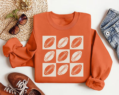 Checkered Football Sweatshirt, Retro Game Day Football Mama SweatShirt, Flag Football Player SweatShirt