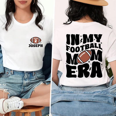 In My Football Mom Era Short Sleeve Shirt, Custom Football Mom Game Day Tee, Sport Mom Short Sleeve Shirt