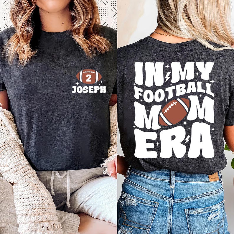In My Football Mom Era Short Sleeve Shirt, Custom Football Mom Game Day Tee, Sport Mom Short Sleeve Shirt