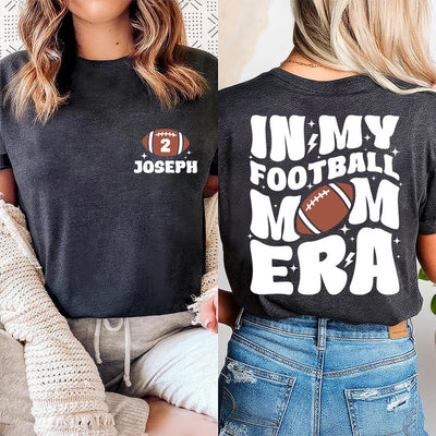 In My Football Mom Era Short Sleeve Shirt, Custom Football Mom Game Day Tee, Sport Mom Short Sleeve Shirt