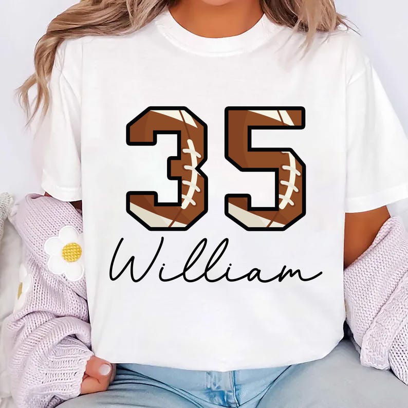 Custom Football Number Short Sleeve Shirt, Personalized Player or Mom Football Tee, Sports Mom Short Sleeve Shirt