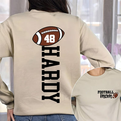 Football Mom Sweatshirt with Kids Name & Jersey Number, Custom Football Season Mama SweatShirt, Unisex Game Day SweatShirt