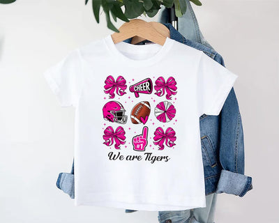 Custom Personal Football Coquette Bow Short Sleeve Shirt, Custom Name Short Sleeve Shirt, Cute Football Toddler Tee
