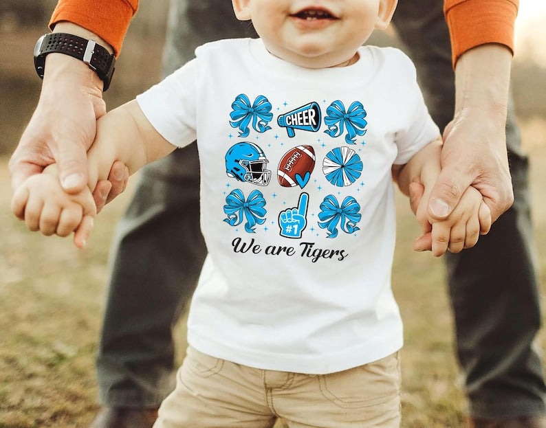 Custom Personal Football Coquette Bow Short Sleeve Shirt, Custom Name Short Sleeve Shirt, Cute Football Toddler Tee