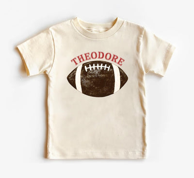 Retro Personalized Football Short Sleeve Shirt, Football with Custom Name Graphic Short Sleeve Shirt, Kids Fall Sports Tee