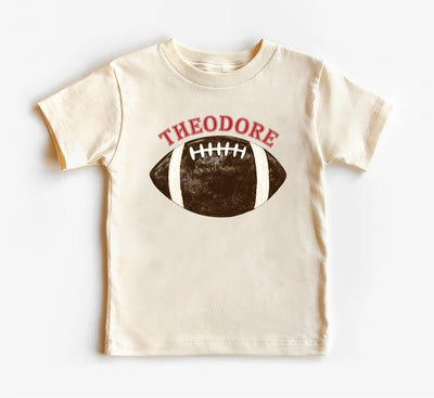 Retro Personalized Football Shirt, Football with Custom Name Graphic Shirt, Kids Fall Sports Tee