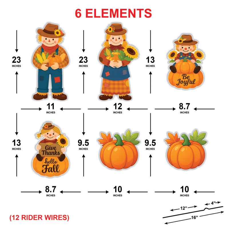 Scarecrow Family Yard Decorations, Fall Pumpkin Porch Sign Set, Outdoor Thanksgiving Lawn Stakes, Hello Fall Give Thanks Autumn Decor