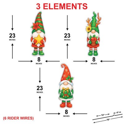 Christmas Gnome Yard Decorations, Holiday Porch Decor Outdoor Set, Winter Lawn Stakes with Gift Basket Star, Xmas Garden Decorations