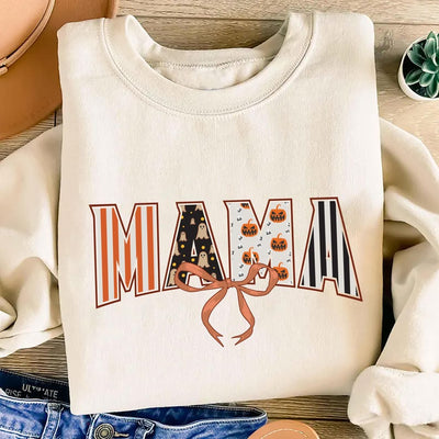 Coquette Halloween Mama Sweatshirt, Retro Spooky Mama Fall SweatShirt, Cute Halloween Mom SweatShirt, Coquette Fall SweatShirt