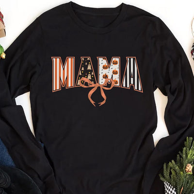 Coquette Halloween Mama Long Sleeve Shirt, Retro Spooky Mama Fall Long Sleeve Shirt, Cute Halloween Mom Long Sleeve Shirt