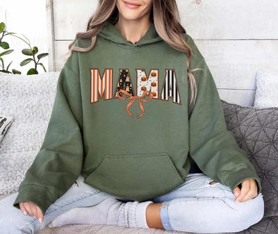 Coquette Halloween Mama Hoodie, Retro Spooky Mama Fall Hoodie, Cute Halloween Mom Hoodie